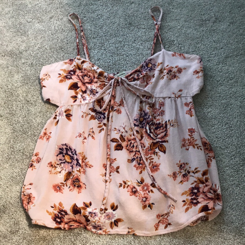American eagle pink floral tank top